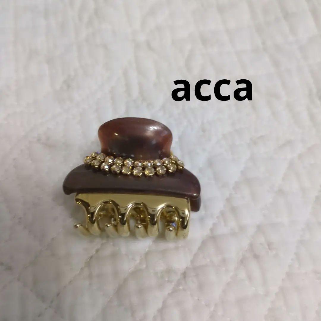 acca アッカ　ブラウン ストーン付き ヘアクリップ　ニューコラーナ　ダブル