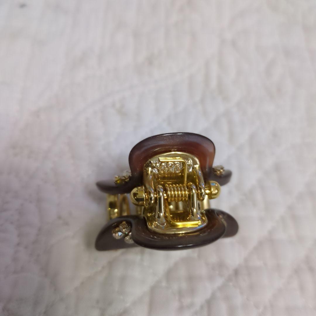 acca アッカ　ブラウン ストーン付き ヘアクリップ　ニューコラーナ　ダブル