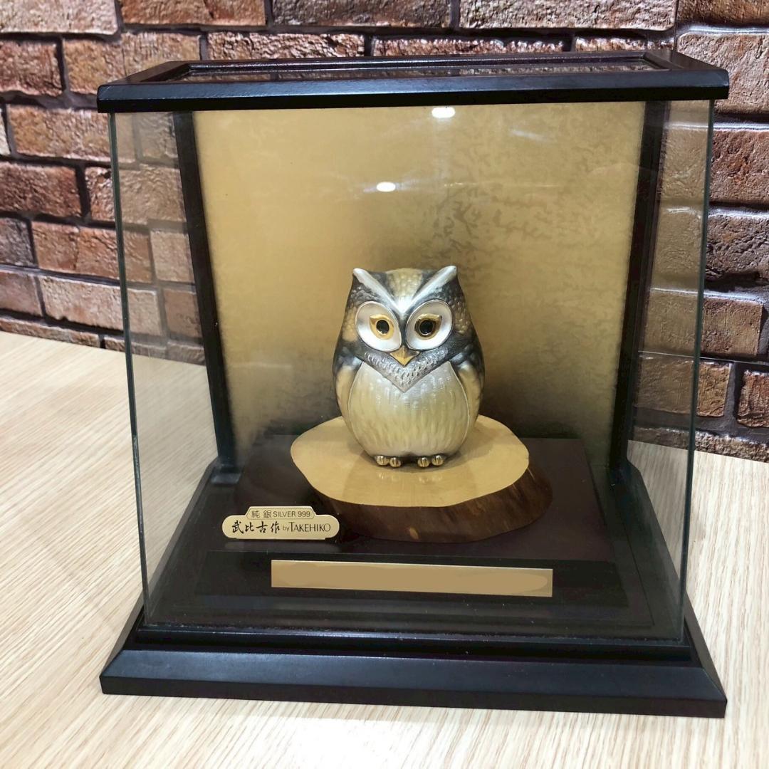♥武比古作 TAKEHIKO 純銀 ふくろう 置物 SILVER999 ケース付