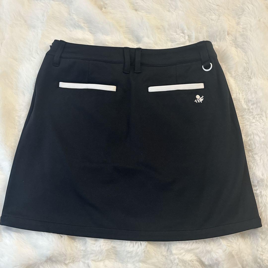 【美品】 ハチヤーズ 8YARDS スカート ゴルフウェア 黒×白 L 裏起毛