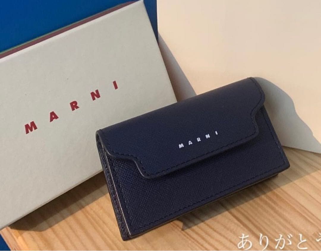 MARNI ネイビー レザー 名刺入れ