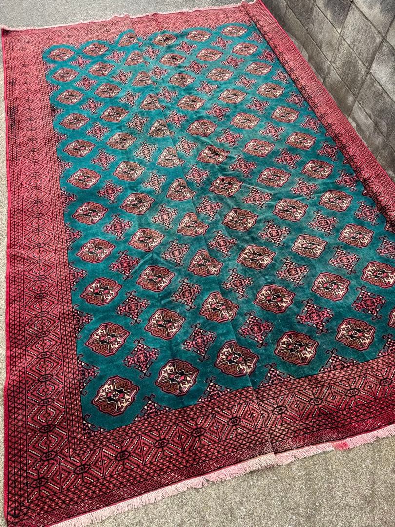 ペルシャ トルクメン ブハラ アンティーク 手作りラグ 302X354