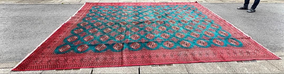 ペルシャ トルクメン ブハラ アンティーク 手作りラグ 302X354