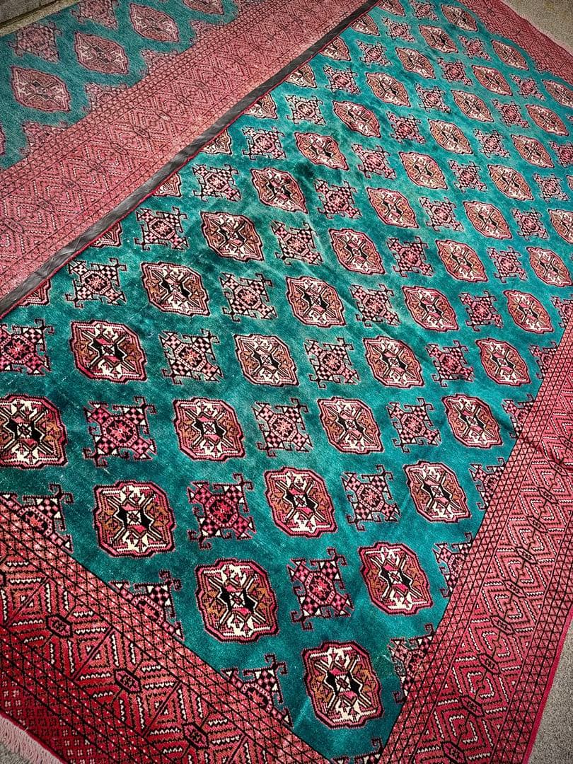 ペルシャ トルクメン ブハラ アンティーク 手作りラグ 302X354