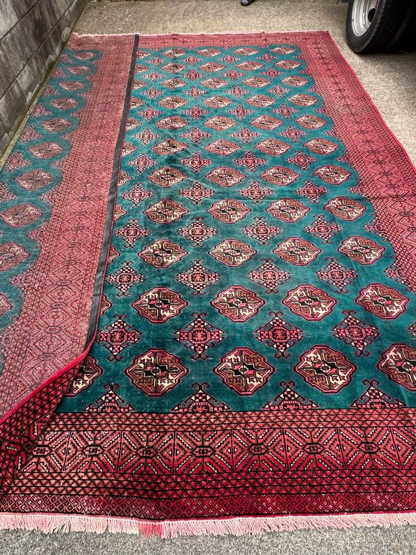 ペルシャ トルクメン ブハラ アンティーク 手作りラグ 302X354