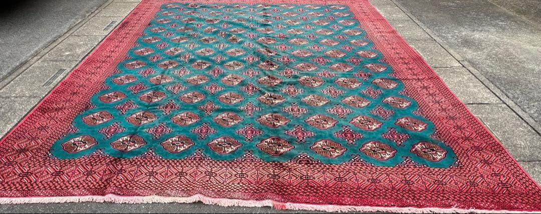 ペルシャ トルクメン ブハラ アンティーク 手作りラグ 302X354