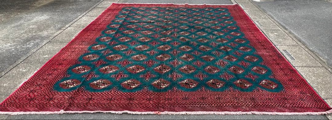 ペルシャ トルクメン ブハラ アンティーク 手作りラグ 302X354