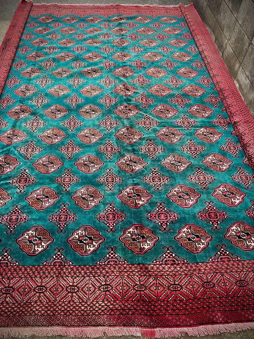 ペルシャ トルクメン ブハラ アンティーク 手作りラグ 302X354