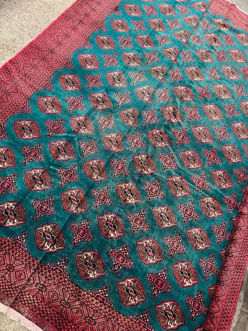 ペルシャ トルクメン ブハラ アンティーク 手作りラグ 302X354