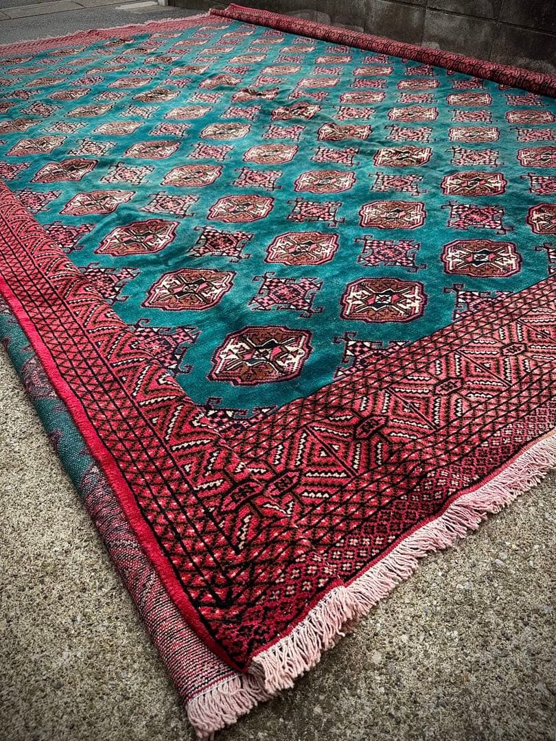 ペルシャ トルクメン ブハラ アンティーク 手作りラグ 302X354