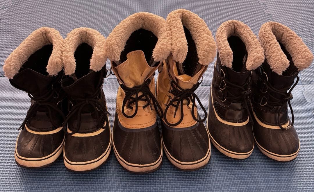 SOREL 防水ブーツ ブラック/ベージュ ファミリー3点セット