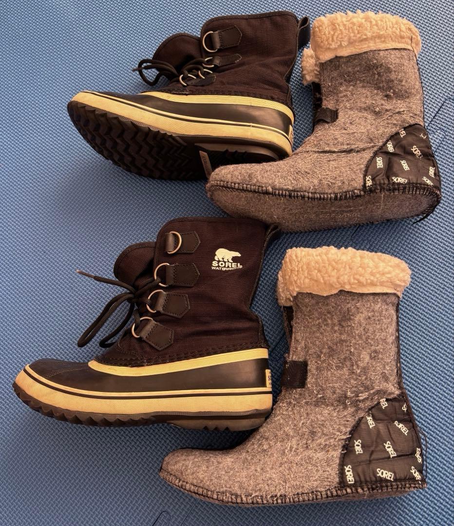 SOREL 防水ブーツ ブラック/ベージュ ファミリー3点セット