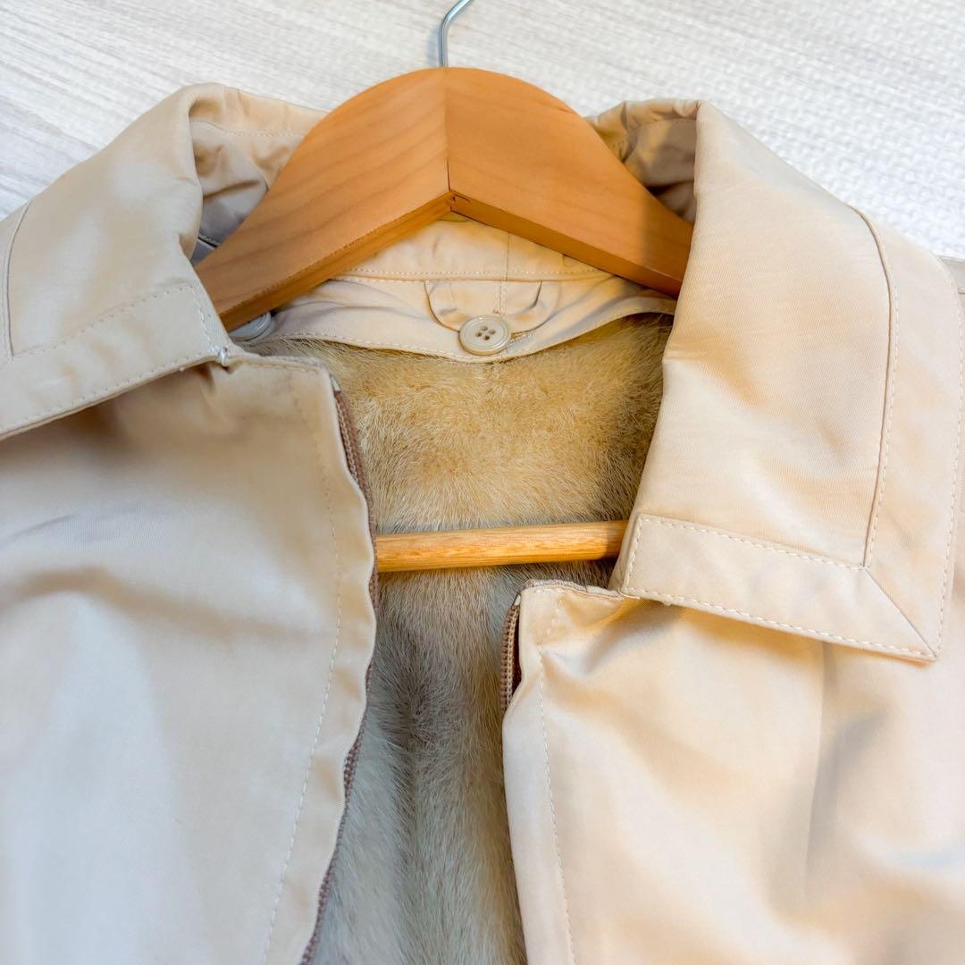 毛皮コート ミンク ロングコート ベルト付き ベージュ