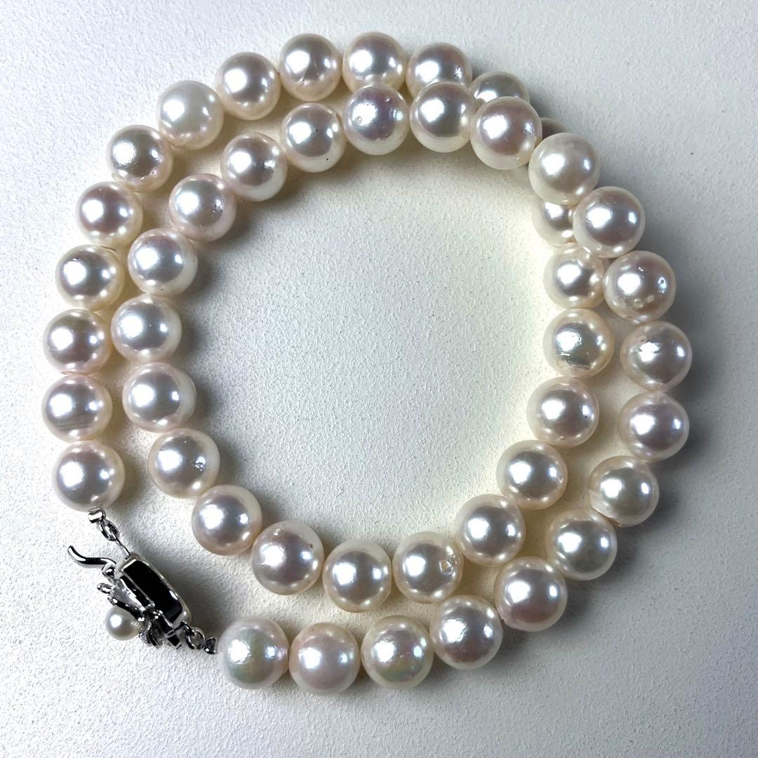 鑑別書付き✨超大珠 あこや真珠 9-9.5㎜ ネックレス シルバー刻印