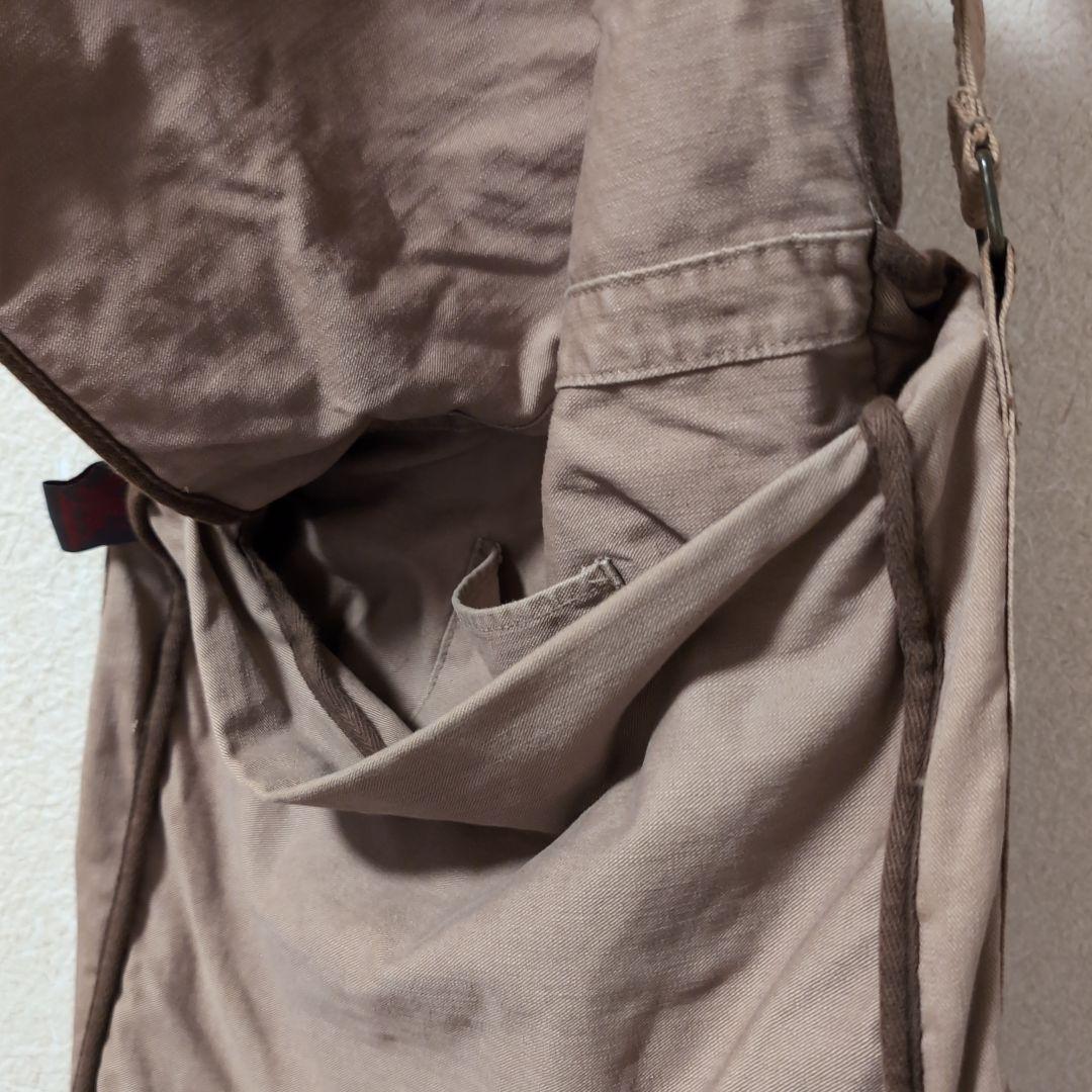 ラルフローレン　ラグビー　ダメージ加工　刺繍パッチ付きベージュショルダーバッグ