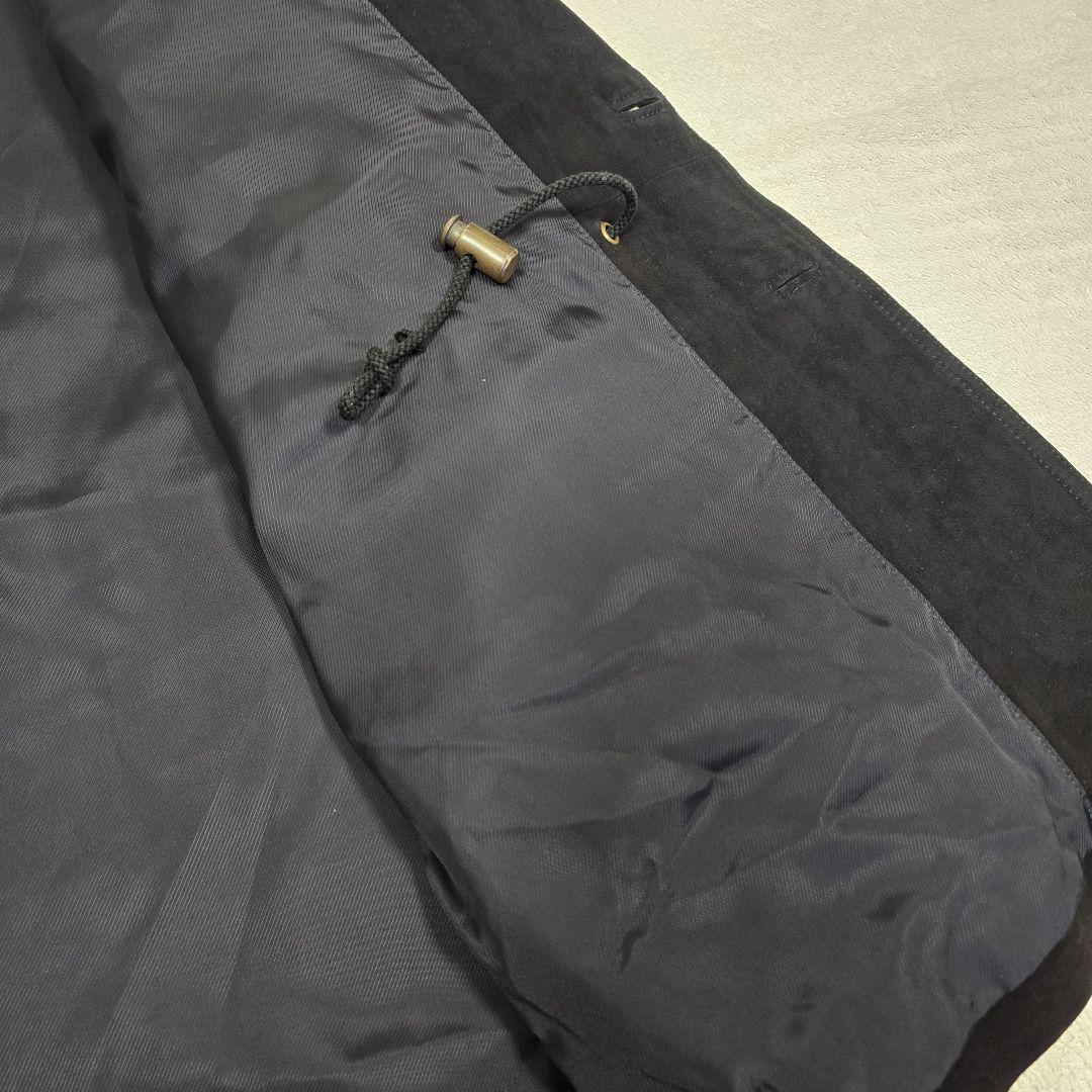 希少 Burrone レザー×スウェード切替ジャケット 黒 ドローコード付 XL