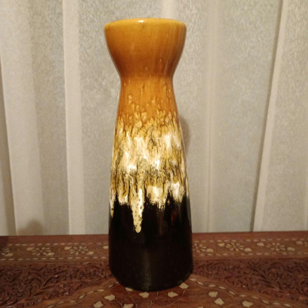 西ドイツ製　ビンテージ花瓶　ブラウン・黒グラデーション　Scheurich