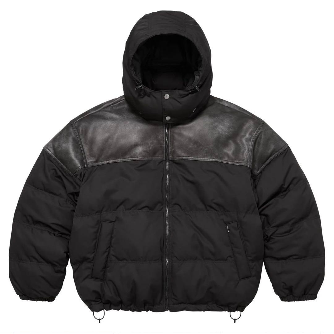 ジャケット・アウター supreme Leather Yoke Puffer Jacket XXL
