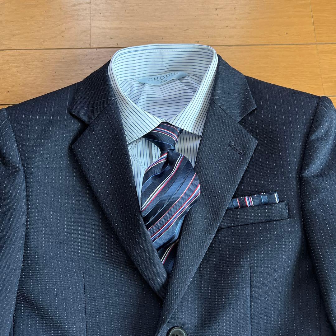 極美品✨⑤点フルセット　CHOPIN 黒スーツ　セットアップ150濃紺ネイビー