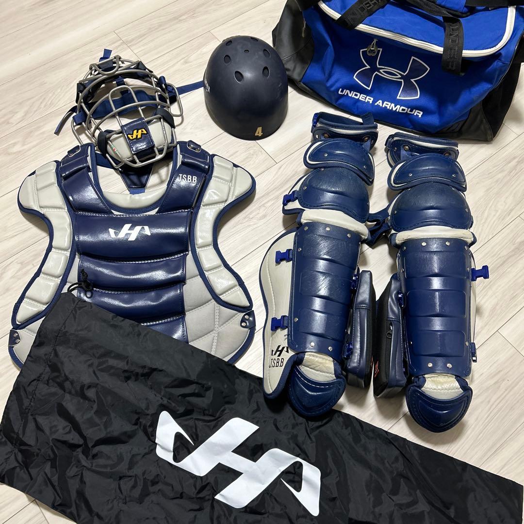 値下げしました。ハタケヤマ　キャッチャー防具セット　オーダーマスクニークッション