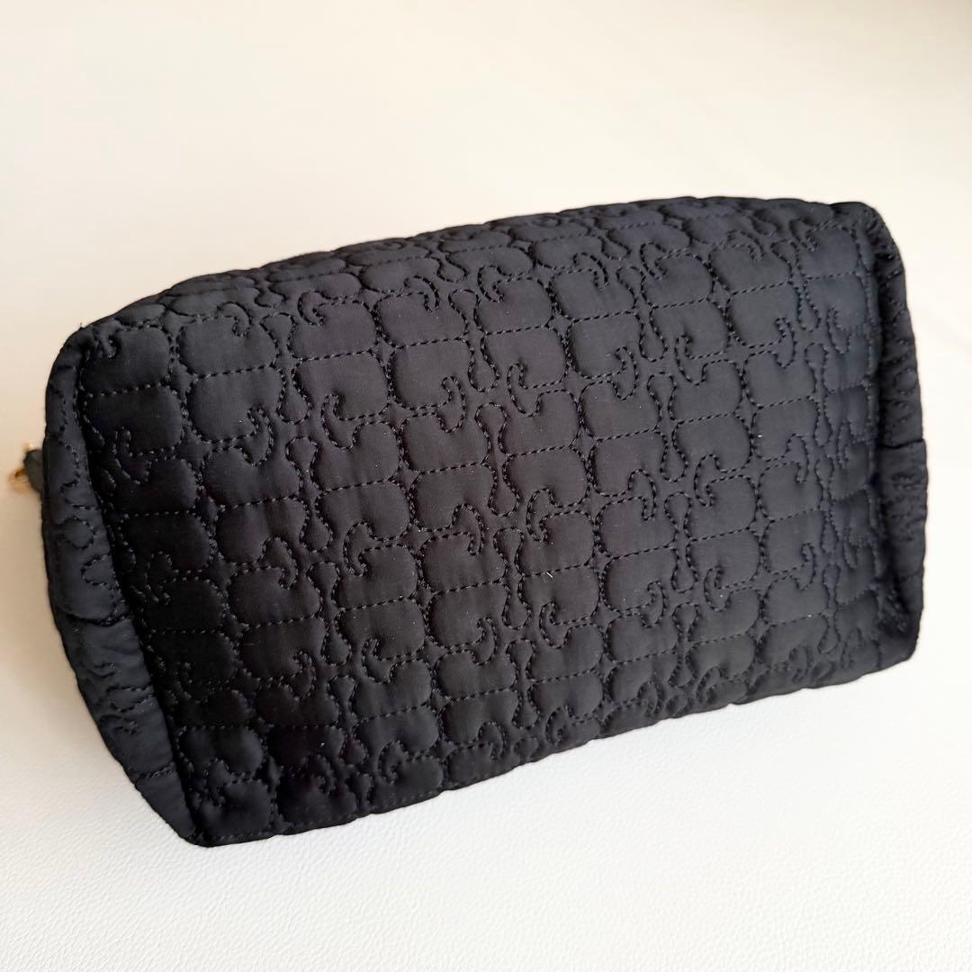 ◯ 【ガニー】キルティングショルダーバッグ 黒 軽量 ワンハンド サテン