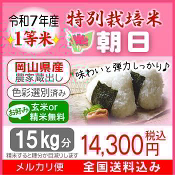 令和7年産 希少米 緑肥＆有機肥料 特別栽培米【朝日】15キロ
