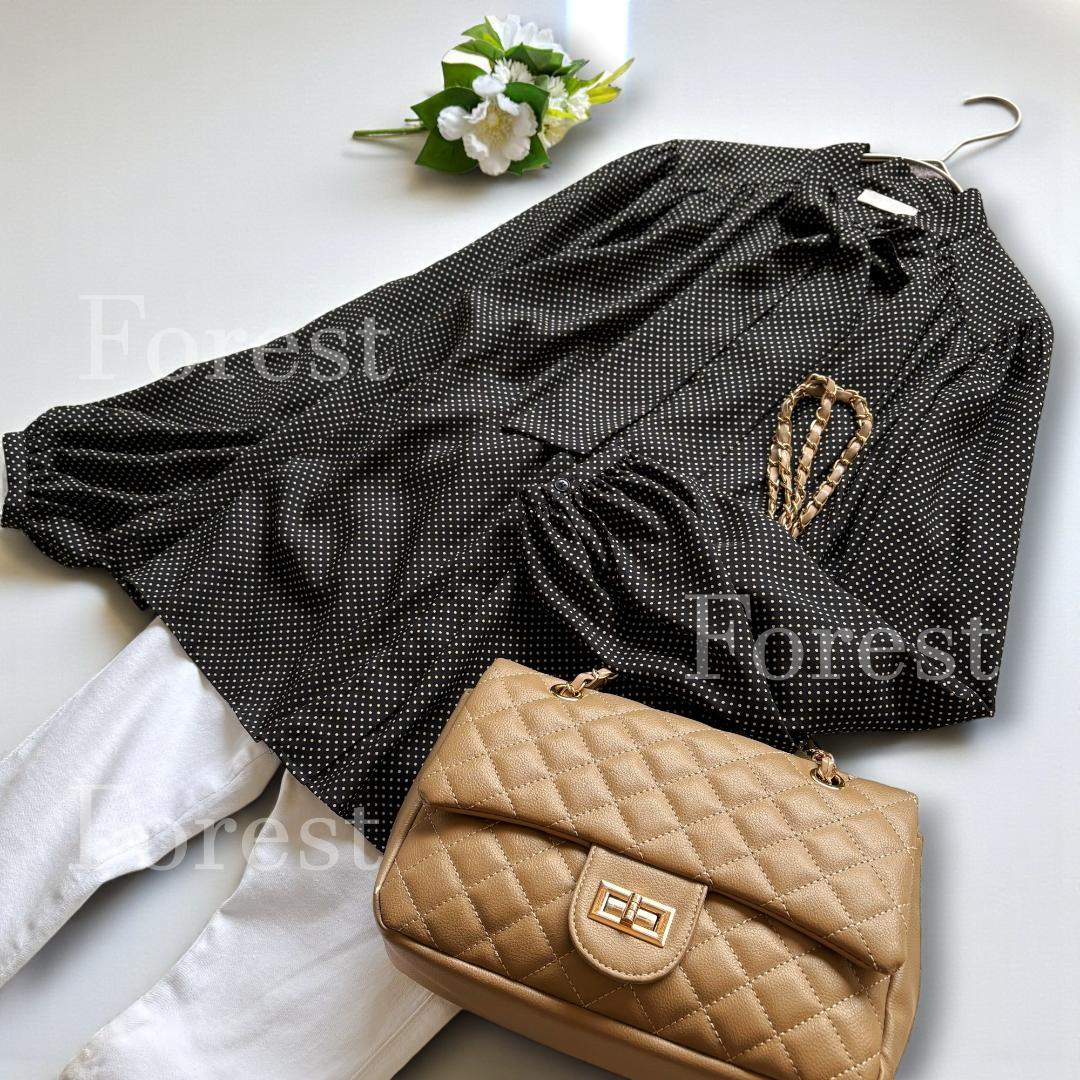 【美品】ミニドットプリントボウタイブラウス　size36　トゥモローランド