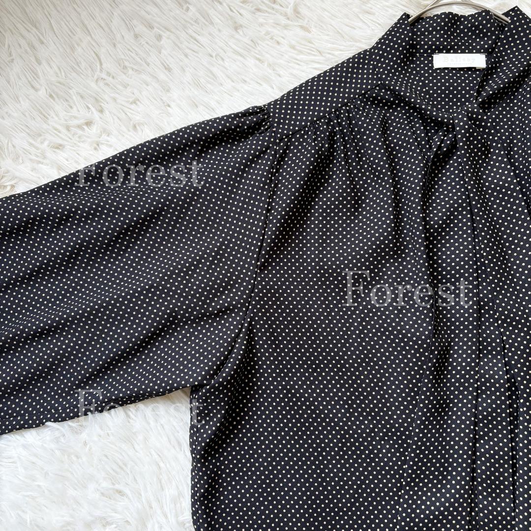 【美品】ミニドットプリントボウタイブラウス　size36　トゥモローランド