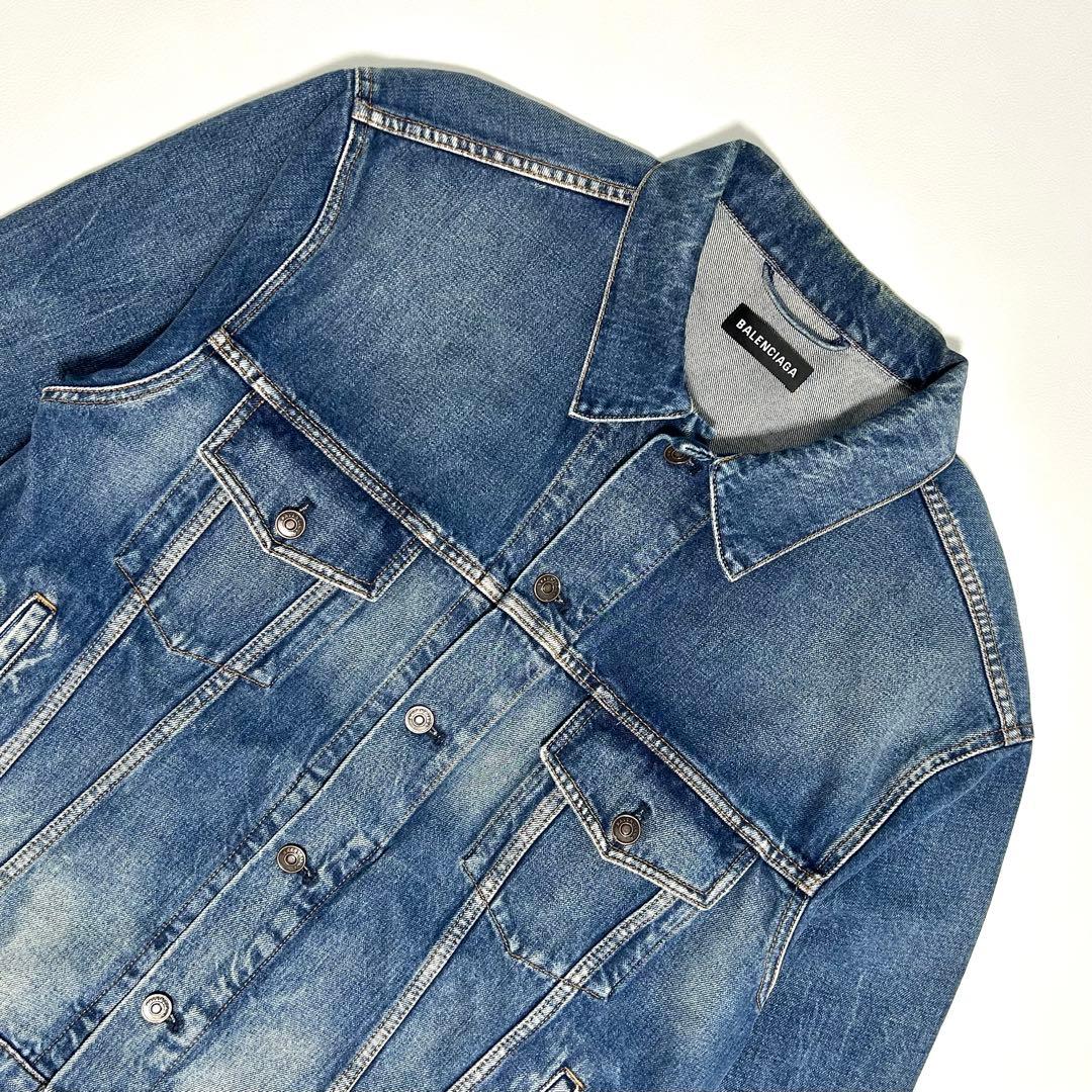 【希少】BALENCIAGA デニムジャケット BB刺繍ロゴ インディゴ 48