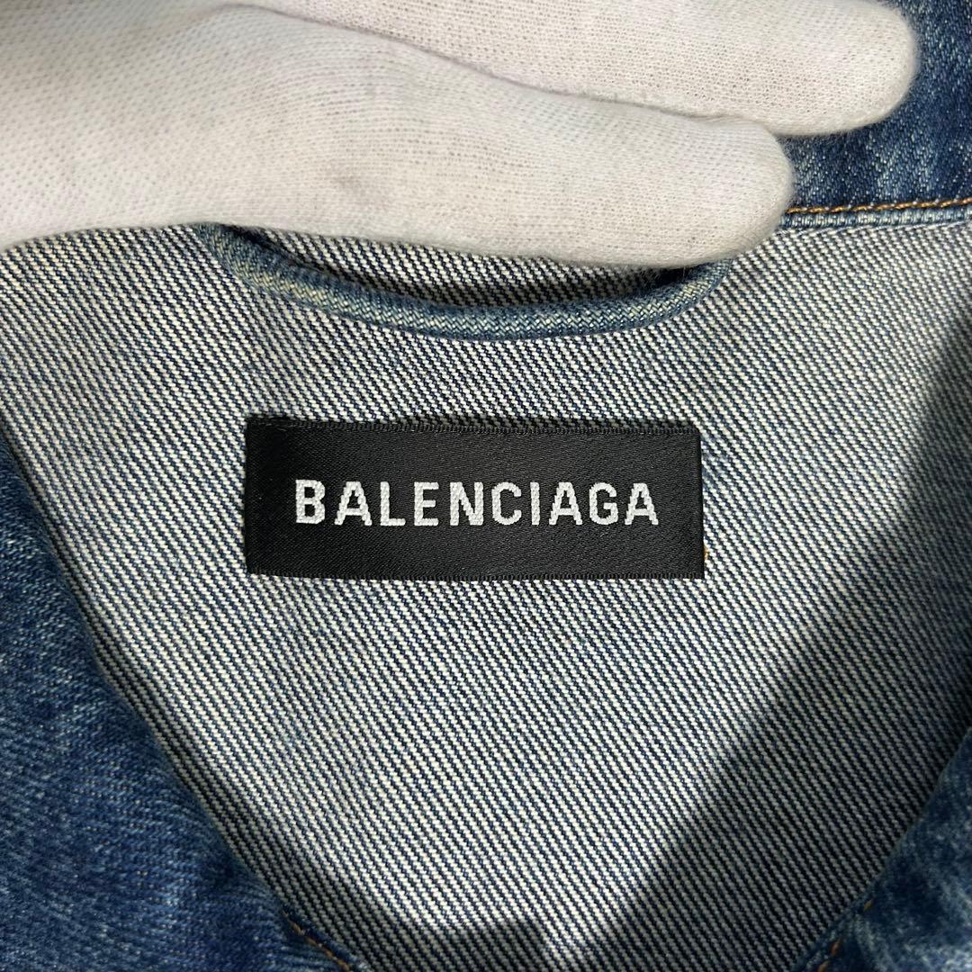 【希少】BALENCIAGA デニムジャケット BB刺繍ロゴ インディゴ 48