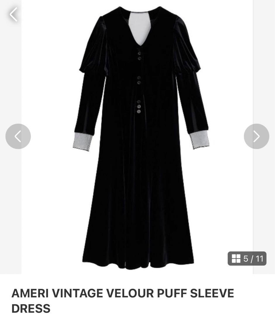 【うみ】AMERI VINTAGE ベロア パフスリーブドレス