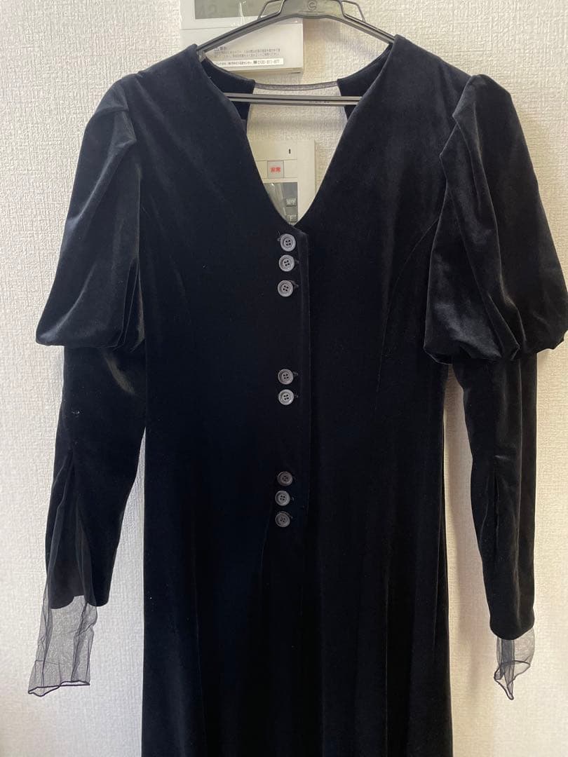 【うみ】AMERI VINTAGE ベロア パフスリーブドレス