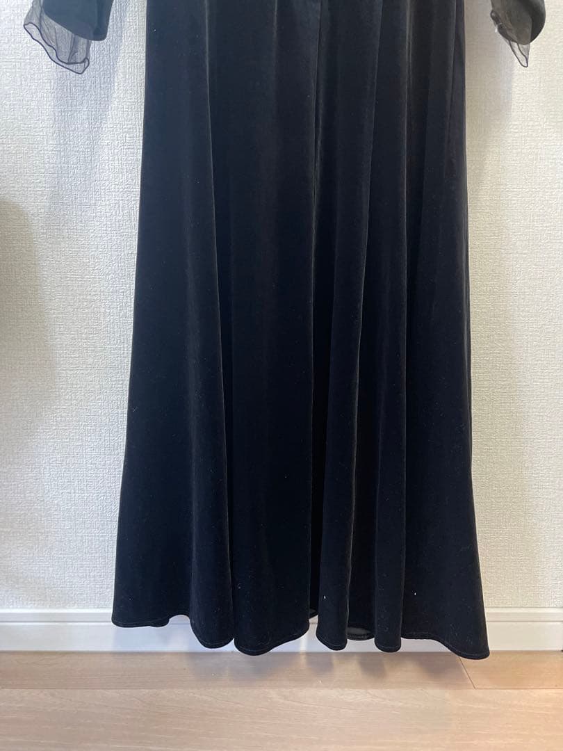 【うみ】AMERI VINTAGE ベロア パフスリーブドレス