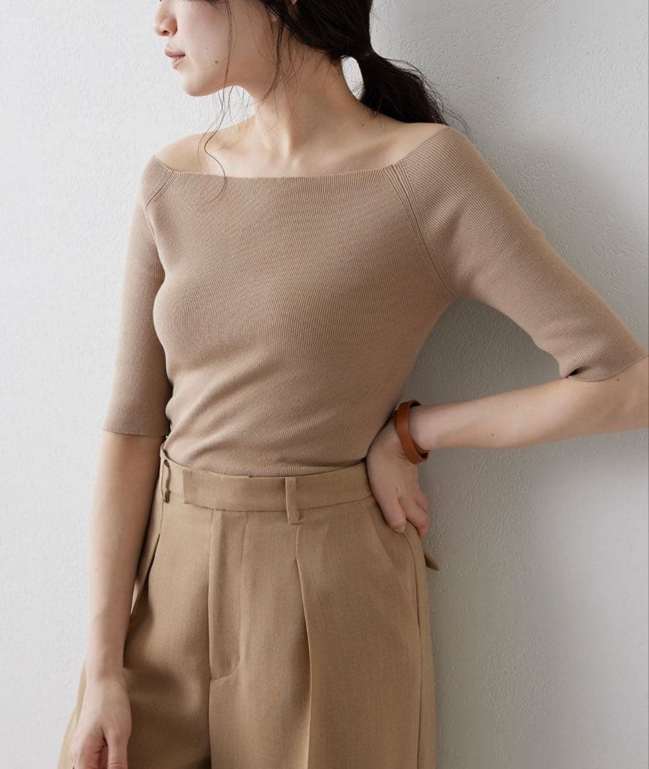 Whim Gazette オフショルハーフスリーブプルオーバー