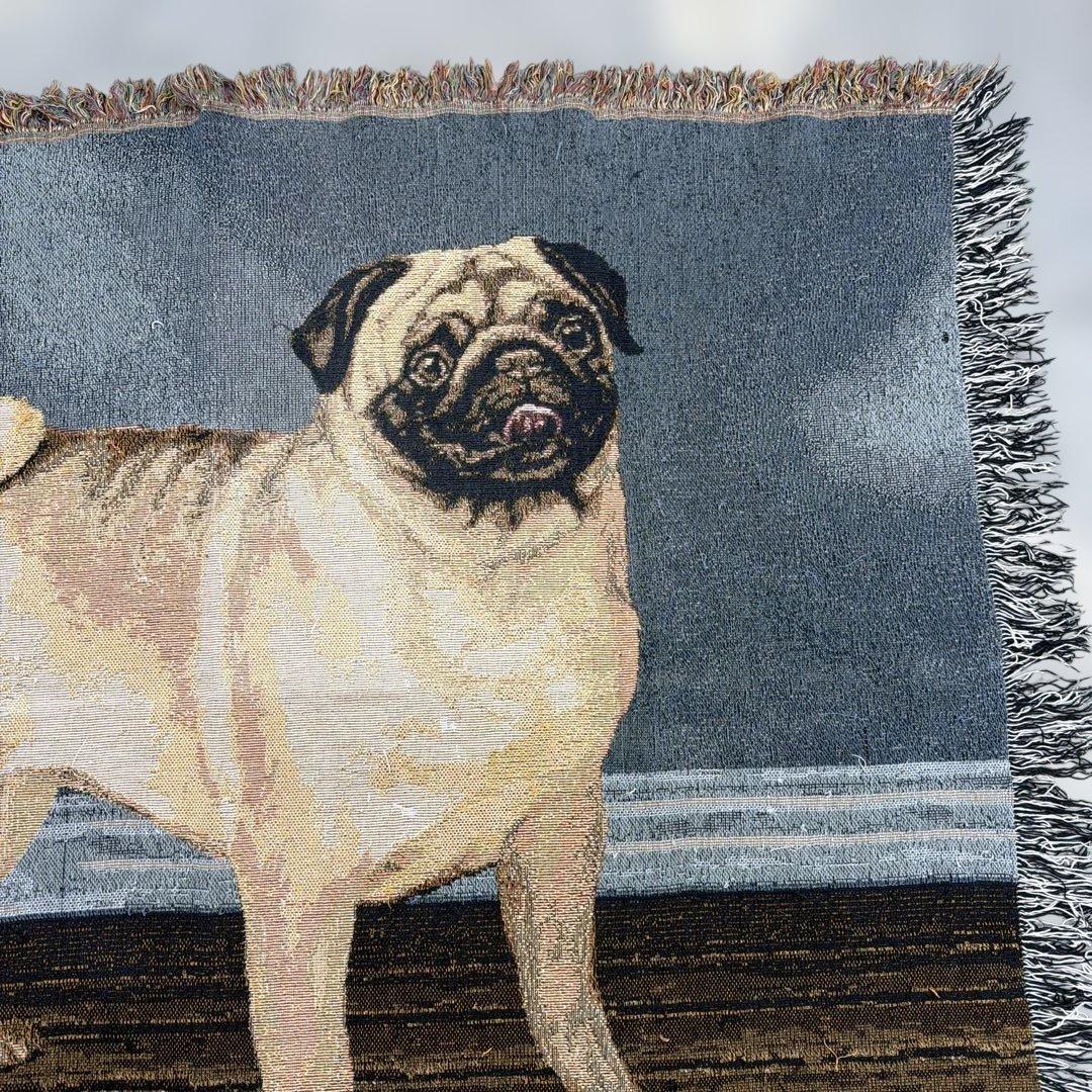 犬　パグ　マルチカバー　ソファカバー　ヴィンテージラグ　117x150