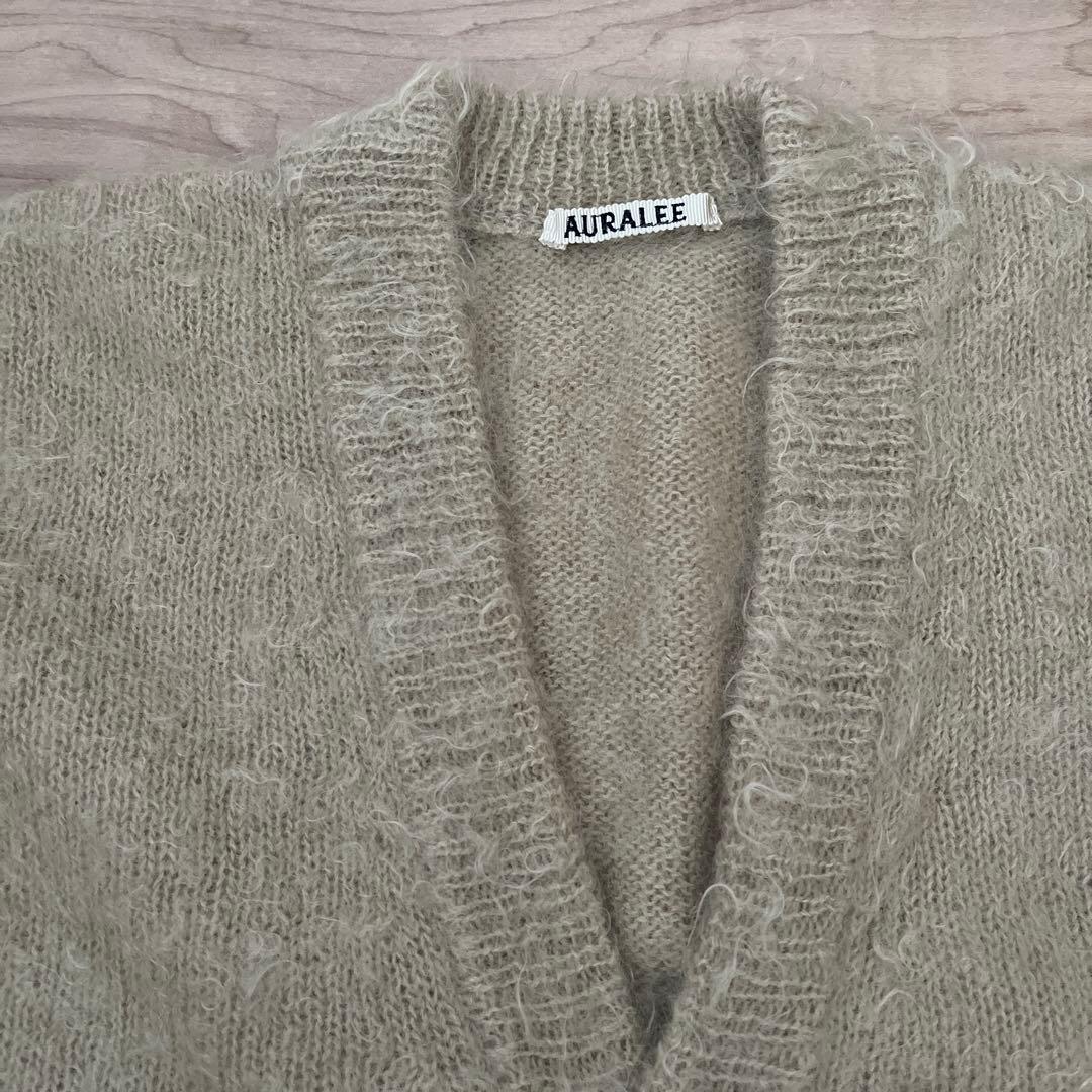 AURALEE BRUSHED SUPER KID モヘヤMIXカーディガン