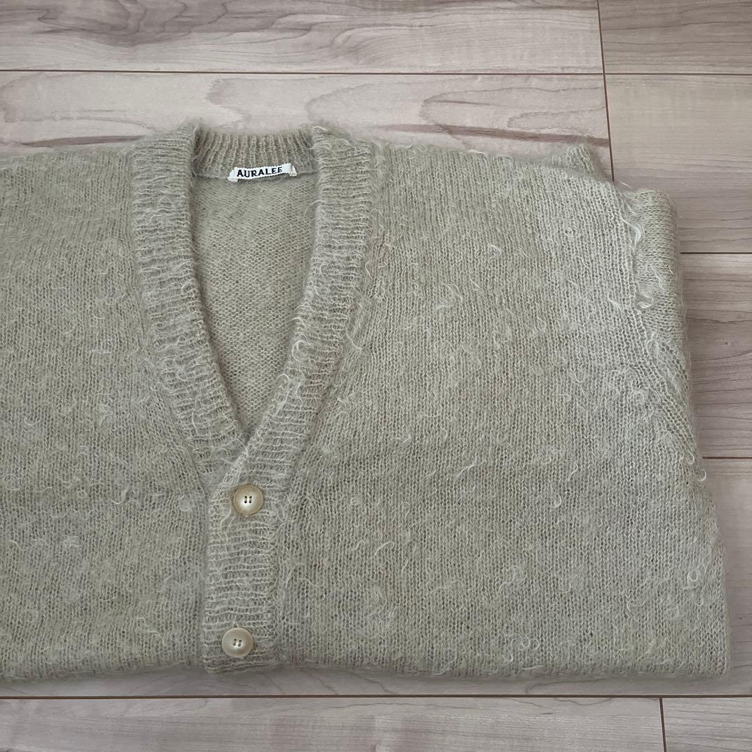 AURALEE BRUSHED SUPER KID モヘヤMIXカーディガン