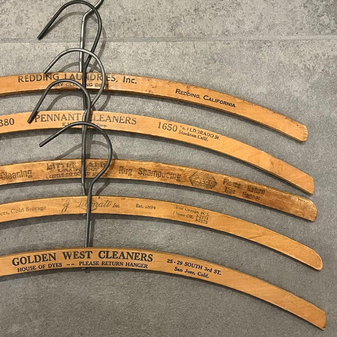アンティーク ビンテージ クリーニング ハンガー 5本セット 木製 アメリカ