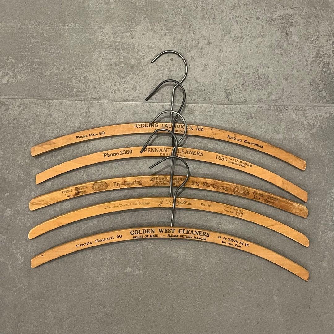 アンティーク ビンテージ クリーニング ハンガー 5本セット 木製 アメリカ