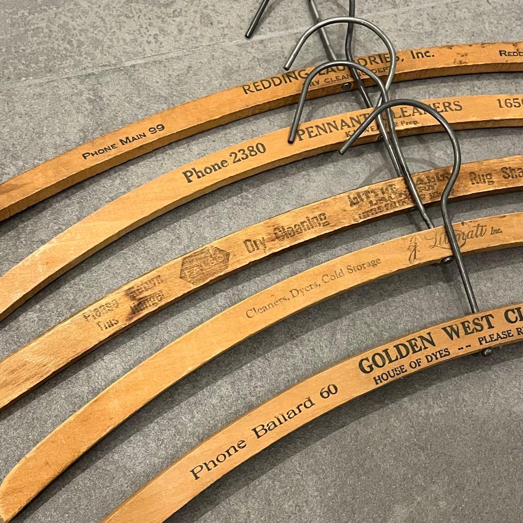 アンティーク ビンテージ クリーニング ハンガー 5本セット 木製 アメリカ