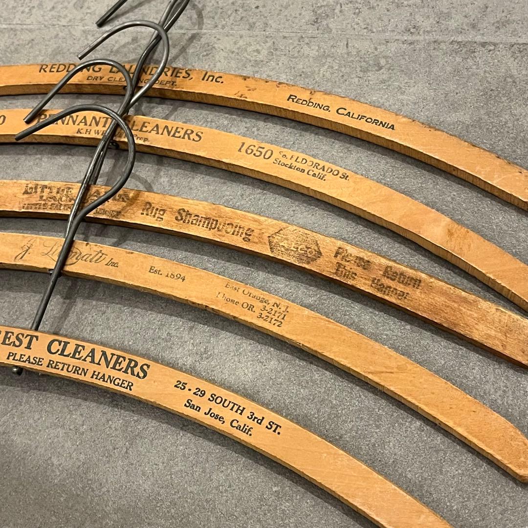 アンティーク ビンテージ クリーニング ハンガー 5本セット 木製 アメリカ