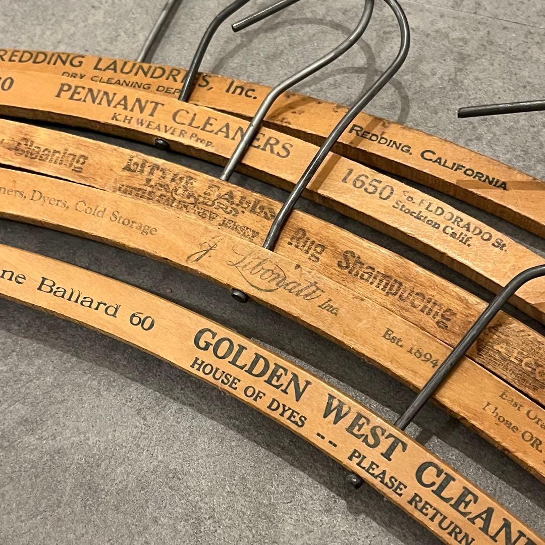 アンティーク ビンテージ クリーニング ハンガー 5本セット 木製 アメリカ