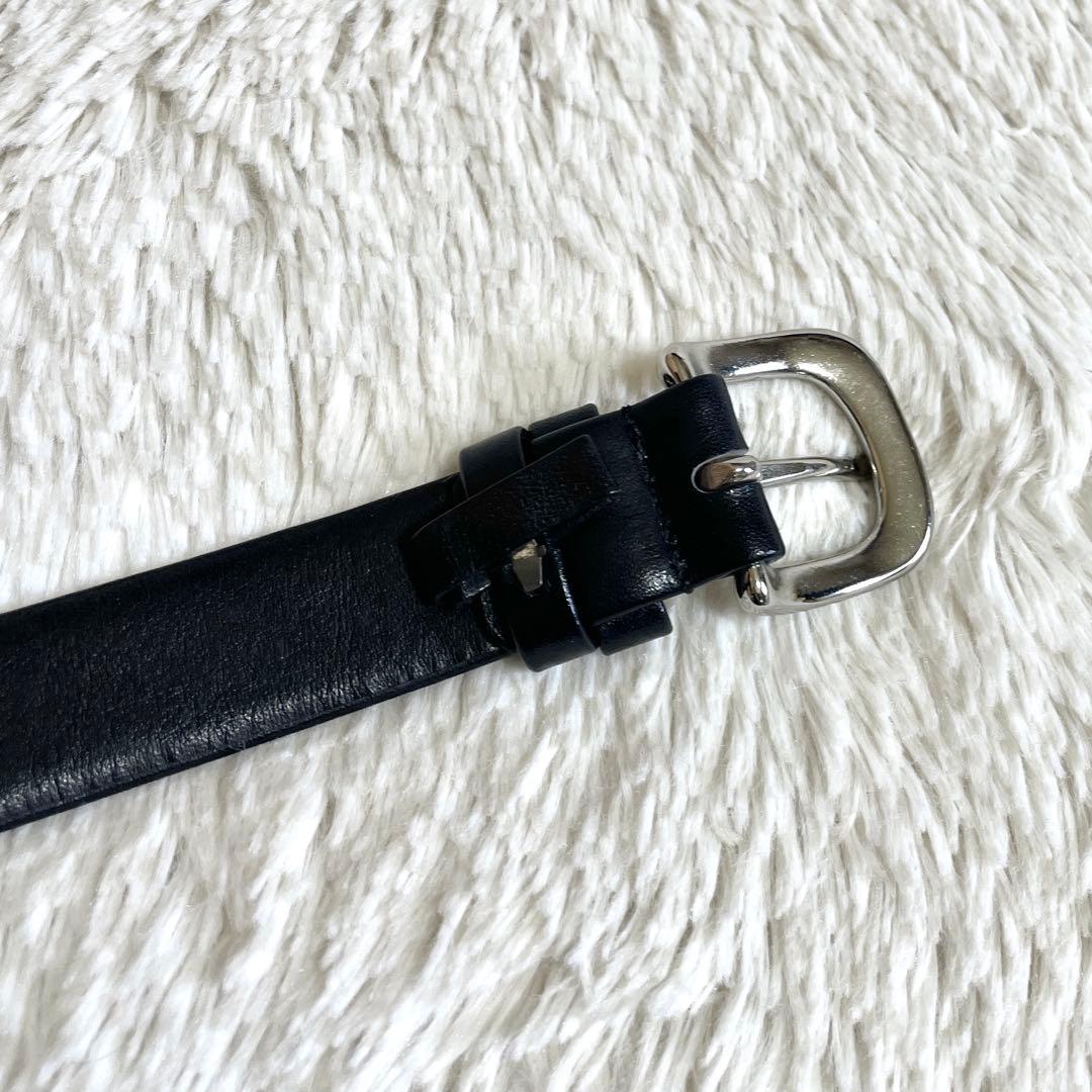 美品 コムデギャルソン オム レザー ベルト シルバー バックル 本革 ブラック