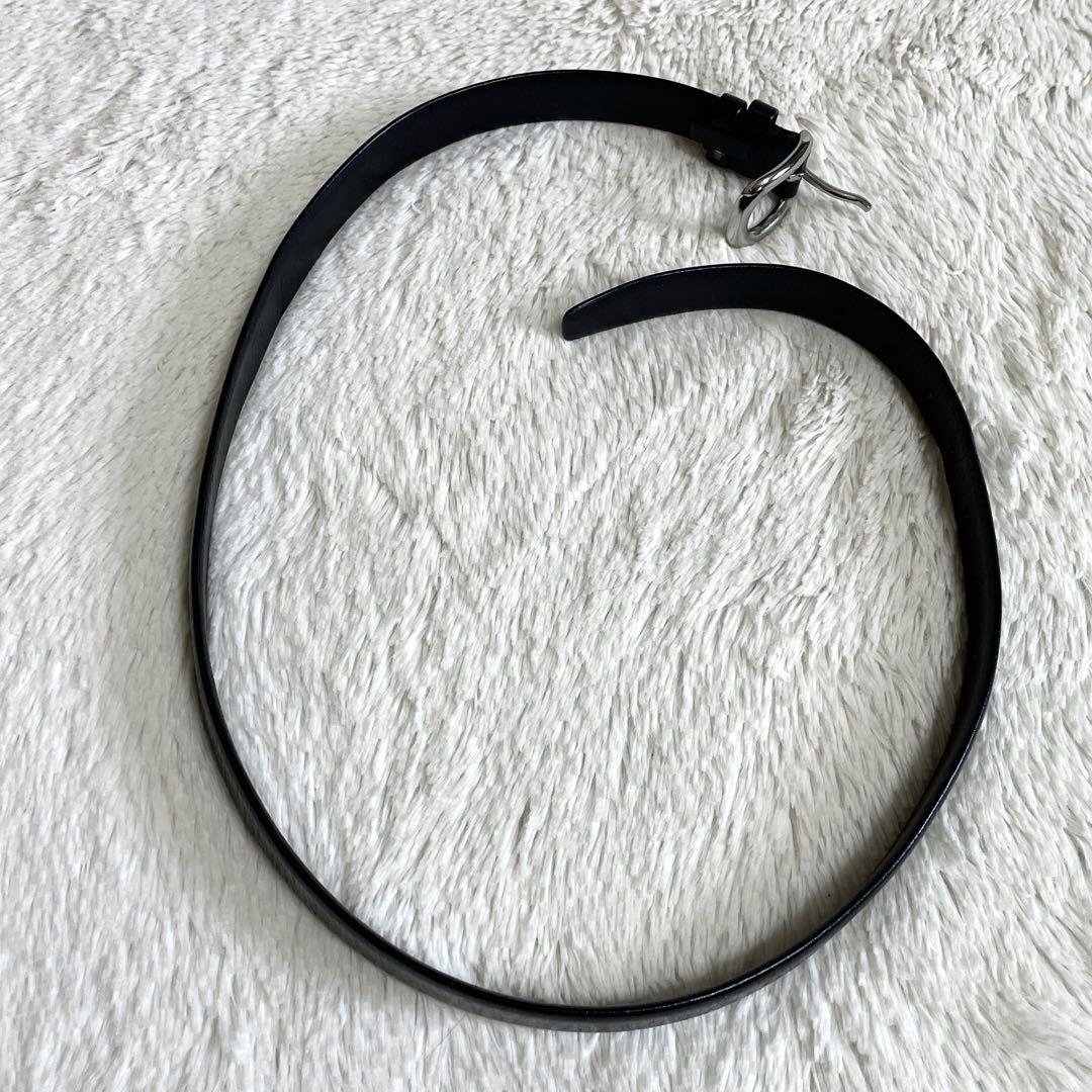 美品 コムデギャルソン オム レザー ベルト シルバー バックル 本革 ブラック