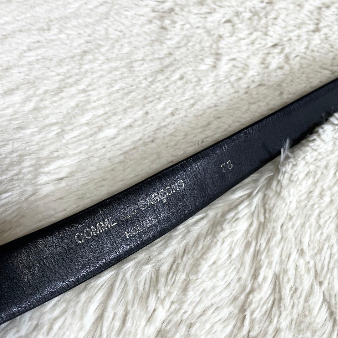 美品 コムデギャルソン オム レザー ベルト シルバー バックル 本革 ブラック