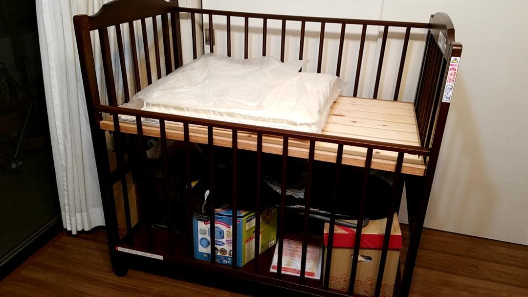 【miさん専用】木製ベビーベッド ダークブラウン