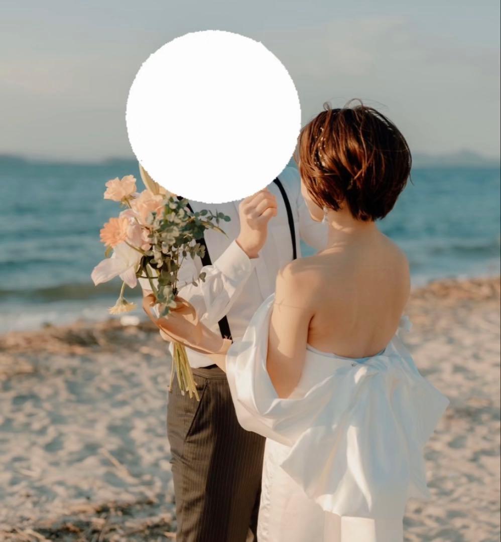 オフショルダーウェディングドレス ホワイトSサイズ