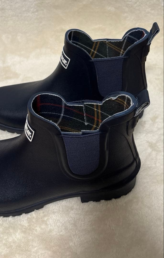 お買い得品　Barbourバブアー サイドゴア レインブーツ ネイビー　UK7