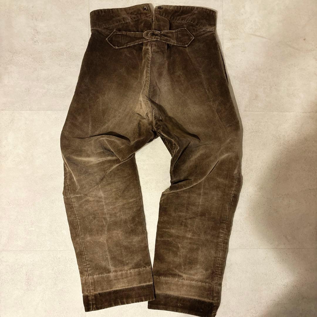 30s 40s vintage フレンチコーデュロイパンツ 太畝 針シンチバック