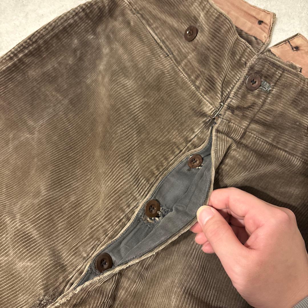 30s 40s vintage フレンチコーデュロイパンツ 太畝 針シンチバック